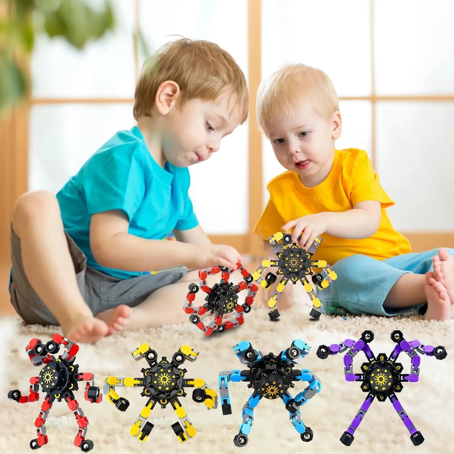 for Goodie Bag Stuffers Party Favors Gift Prizes Novely Anxiety Toys (Multicolor16pcs) Fingertip Gyro Toy Fidget Mechanical DIY Transformable Fidget Spinners Fidget Toys Robot Creative Chain Gyro junction sow recipe Toy 