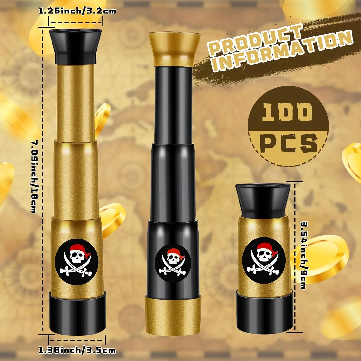 for Halloween Birthday Party Decorations Deekin milligram convict 50 Pcs Pirate Telescope Bulk for Kids Pirate Party Favors Toy Telescope Toddler Spyglass Mini Treasure Toys 
