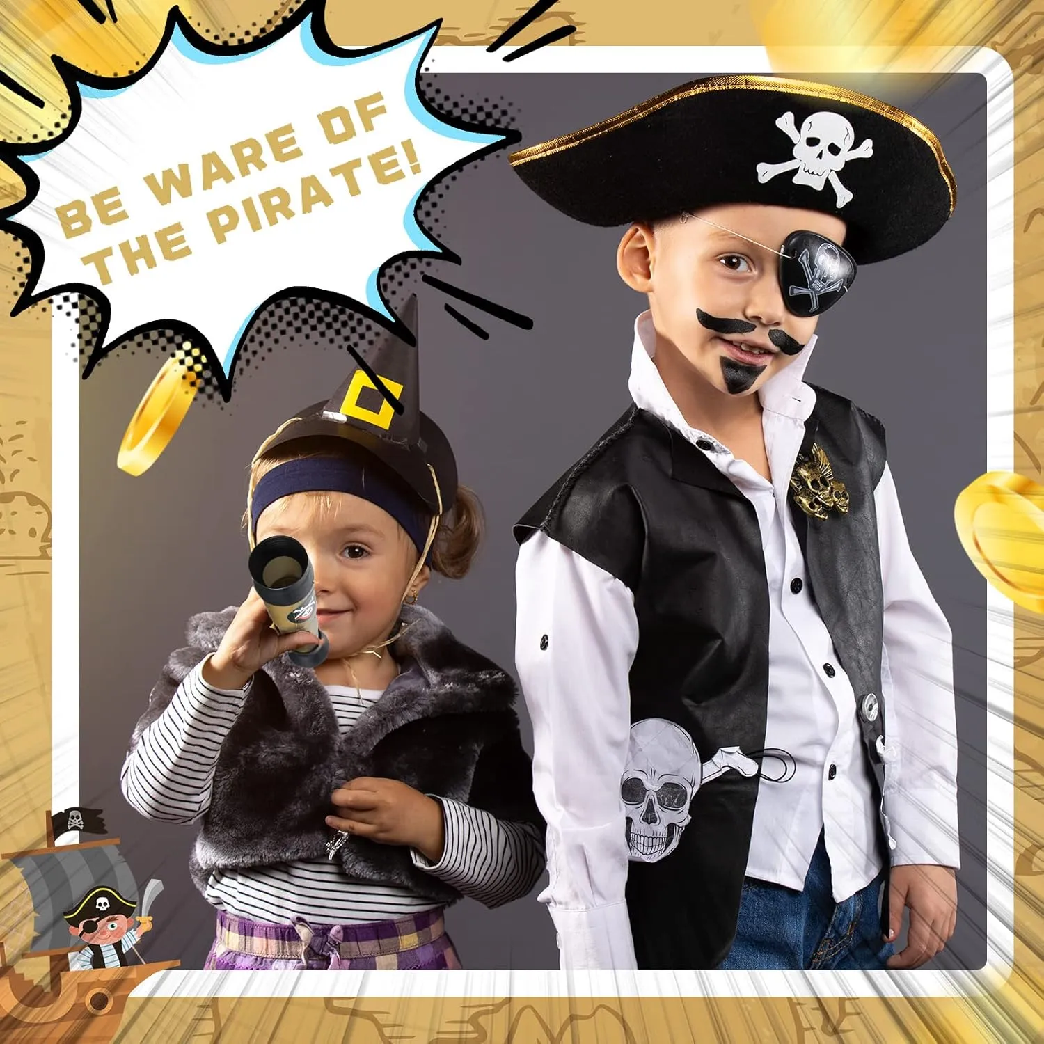for Halloween Birthday Party Decorations Deekin milligram convict 50 Pcs Pirate Telescope Bulk for Kids Pirate Party Favors Toy Telescope Toddler Spyglass Mini Treasure Toys 