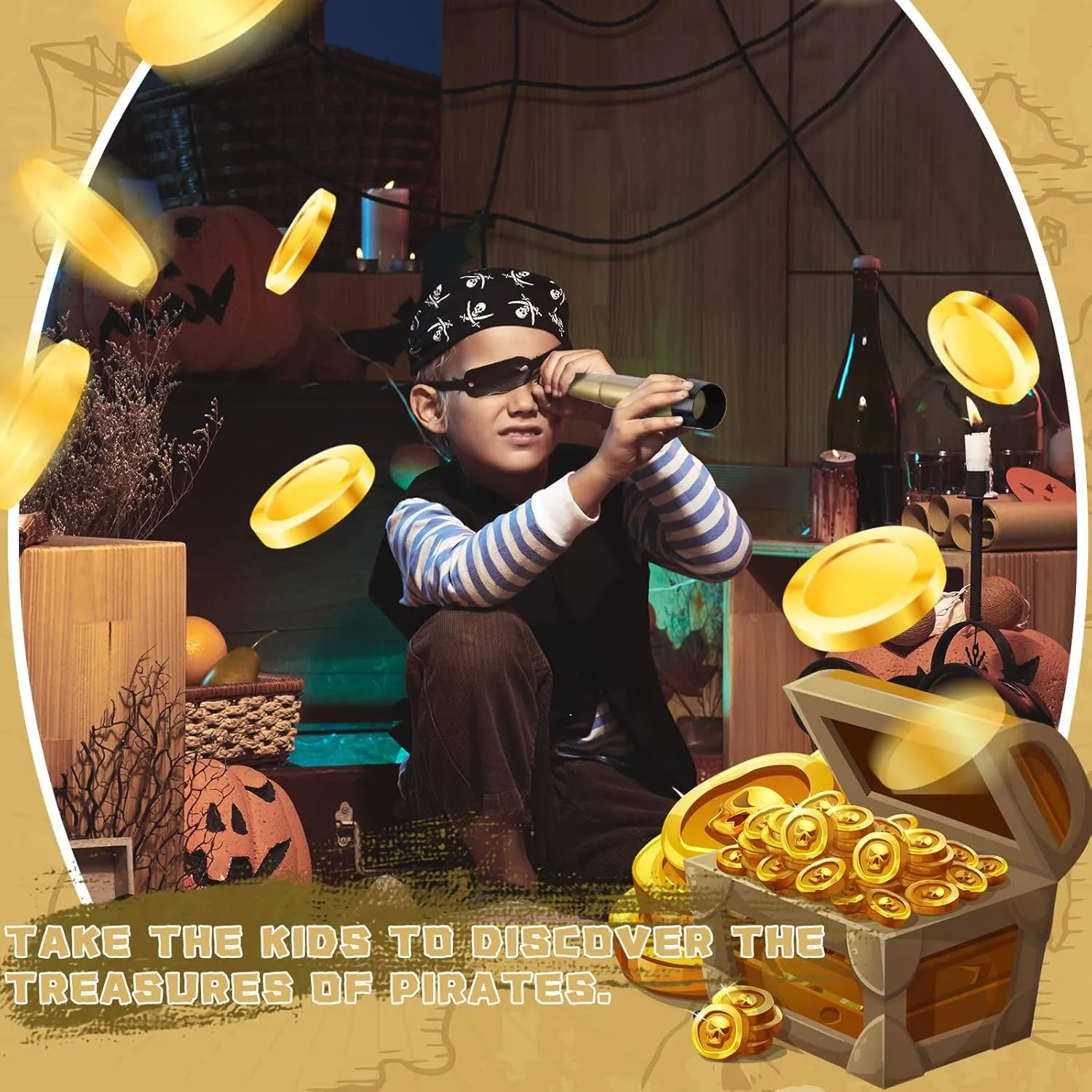 for Halloween Birthday Party Decorations Deekin milligram convict 50 Pcs Pirate Telescope Bulk for Kids Pirate Party Favors Toy Telescope Toddler Spyglass Mini Treasure Toys 