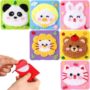 for Kids, 6PCS Animals Felt disturbance Sewing Kit with Stickers, Educaltional Interactive DIY Kids Sewing Crafts. Xweptuy Embroidery Kit 