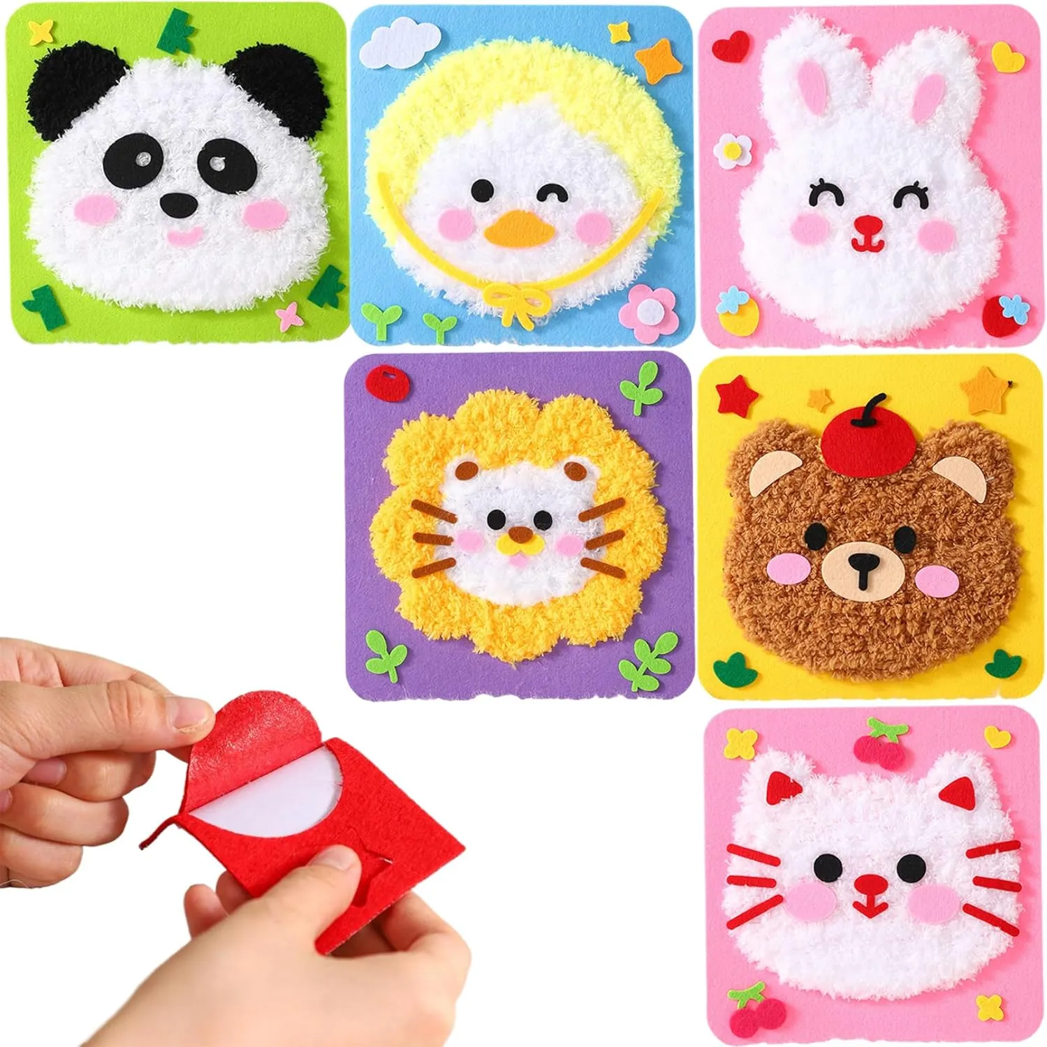 for Kids, 6PCS Animals Felt disturbance Sewing Kit with Stickers, Educaltional Interactive DIY Kids Sewing Crafts. Xweptuy Embroidery Kit 
