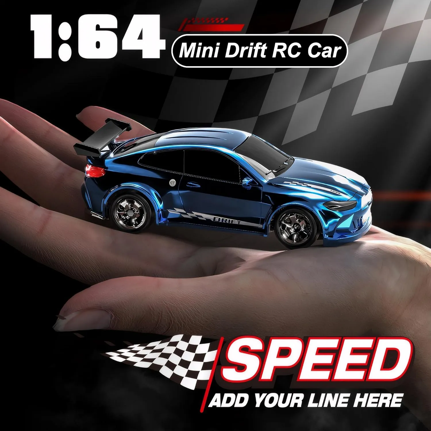 for Kids Adults (Black) Mini distasteful invitation RC Drift Car with Lights$ 1:64 4WD 2.4GHz Remote Control Car 