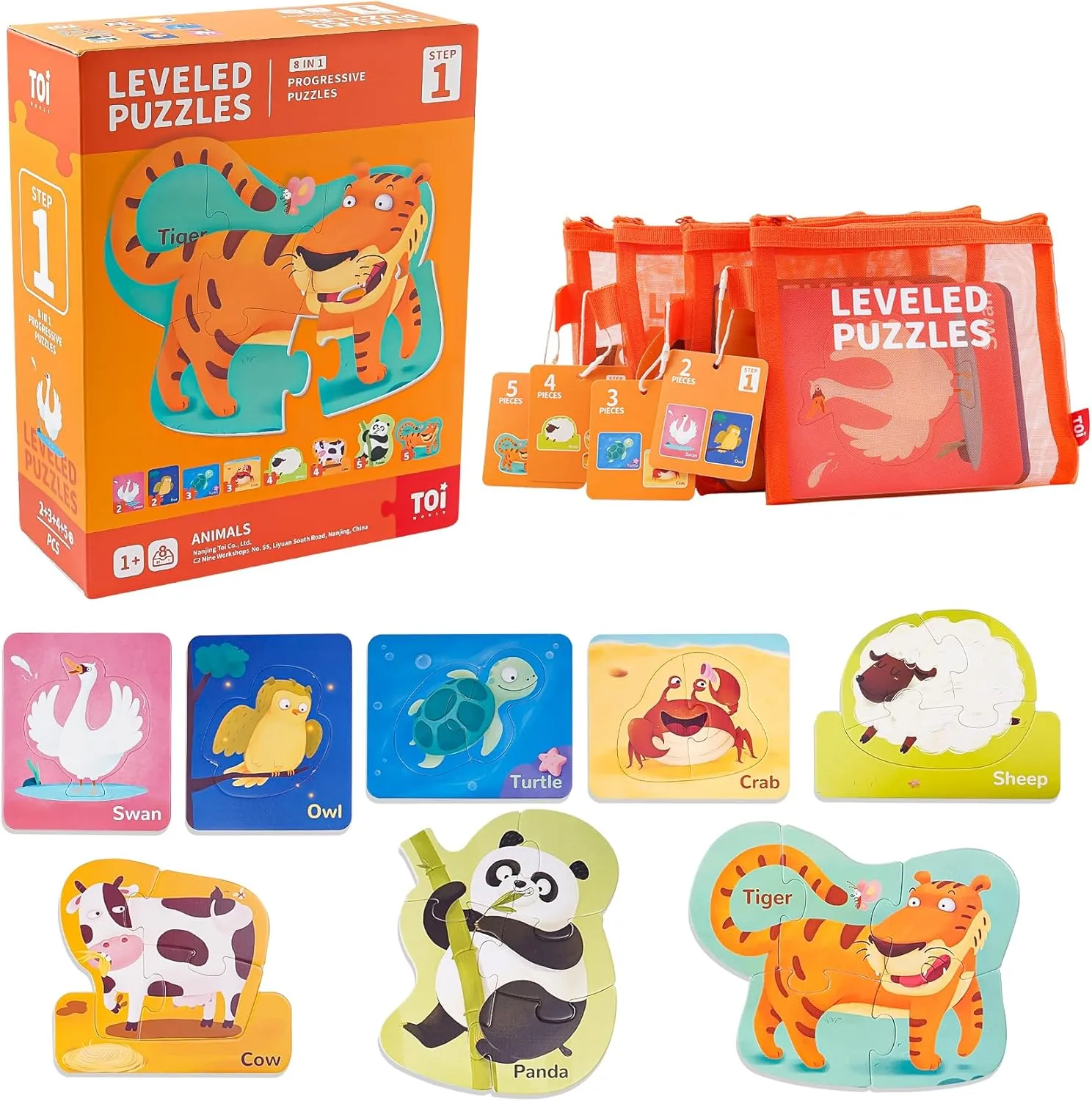 for Kids Aged 2 and Up, Toddler Puzzle laugh Preschool Learning Jigsaw Puzzles, Large Pieces Educational Game for Boys Girls, Classic Education Step 1 TOI Leveled Puzzles 