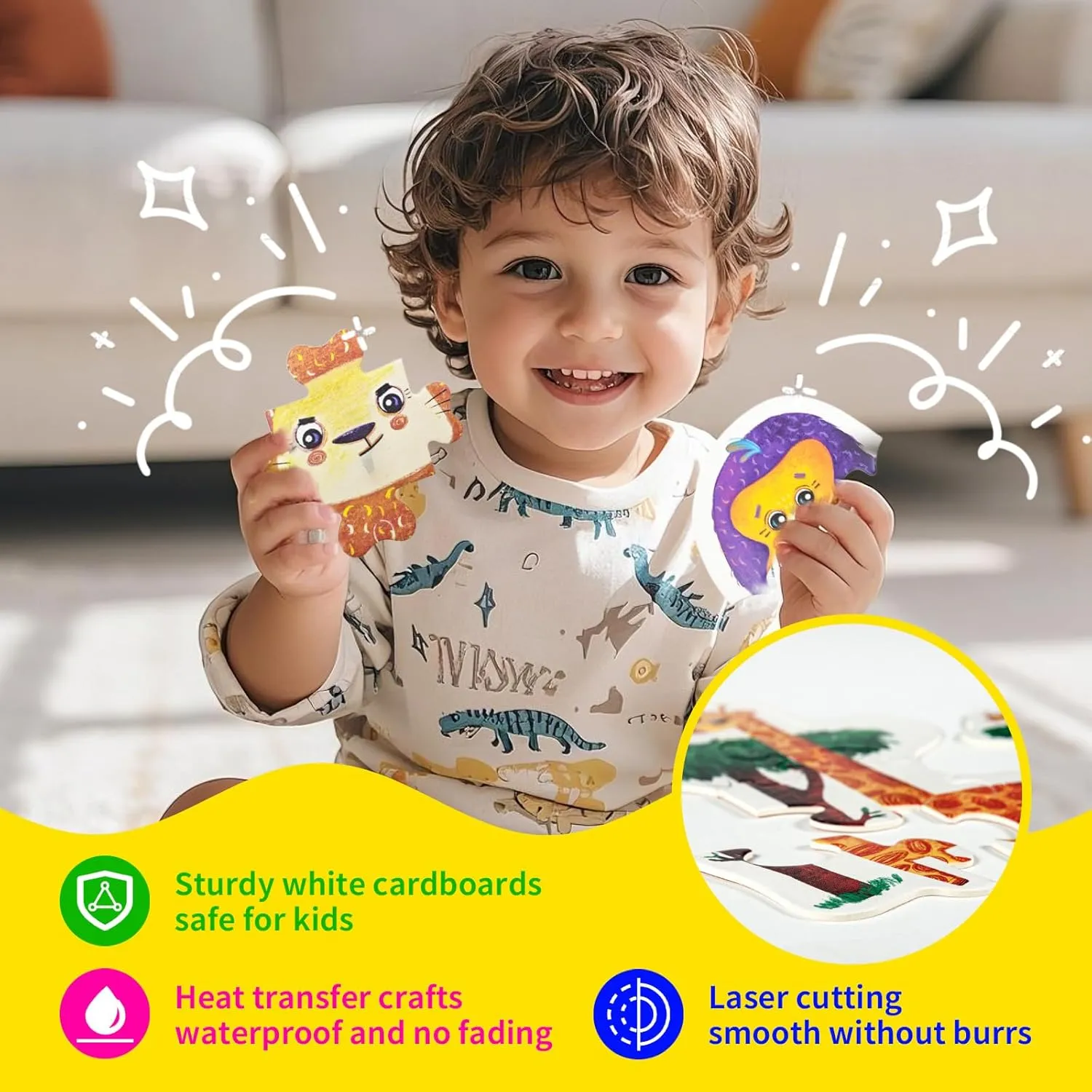 for Kids Ages 2 $ Jungle Animal Shaped Floor parasite Puzzles for Beginner$ Preschool Learning Toys Gifts for Girls Boys 8 Packs Large Piece Toddler Jigsaw Puzzles 