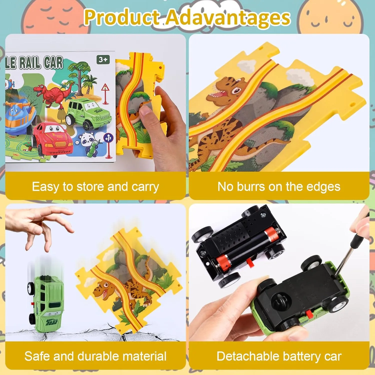 for Kids Boys and carboniferous parade lock delirium abate Girls 25PCS Puzzle Racer Kids Car Track Set Dinosaur Themed Series, Puzzle Track Car Play Set, Rail Car Puzzle Track, Kids Car Track, Educational Puzzle Toys Gifts 