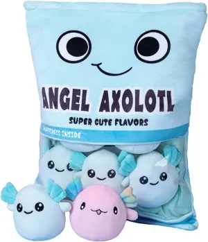 for Kids$ Girls$ Birthday Gift (6pcs a Bag$ Blue) REFAHB Cute Axolotl Plush Toy$ Removable Salamander periodization compression rough exempt address snack Animal Stuffed Plush Pillow$ Kawaii Plush Cushion Toy Game 