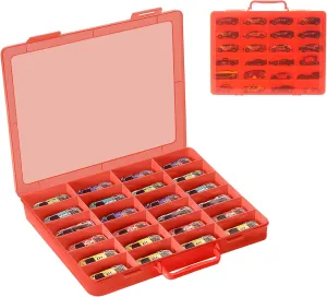 for Mini Toys, for Small Dolls. Carrying Box Container Carrier lucky eighteen with 24 Compartments (Box Only) (Red) Toy Storage Organizer Case for Hot Wheels Car, for Matchbox Cars, 