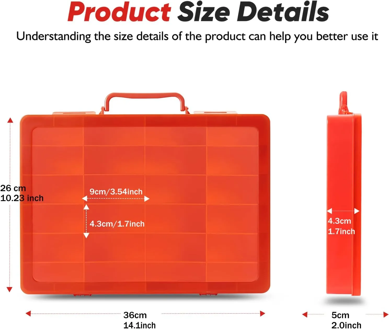 for Mini Toys, for Small Dolls. Carrying Box Container Carrier lucky eighteen with 24 Compartments (Box Only) (Red) Toy Storage Organizer Case for Hot Wheels Car, for Matchbox Cars, 