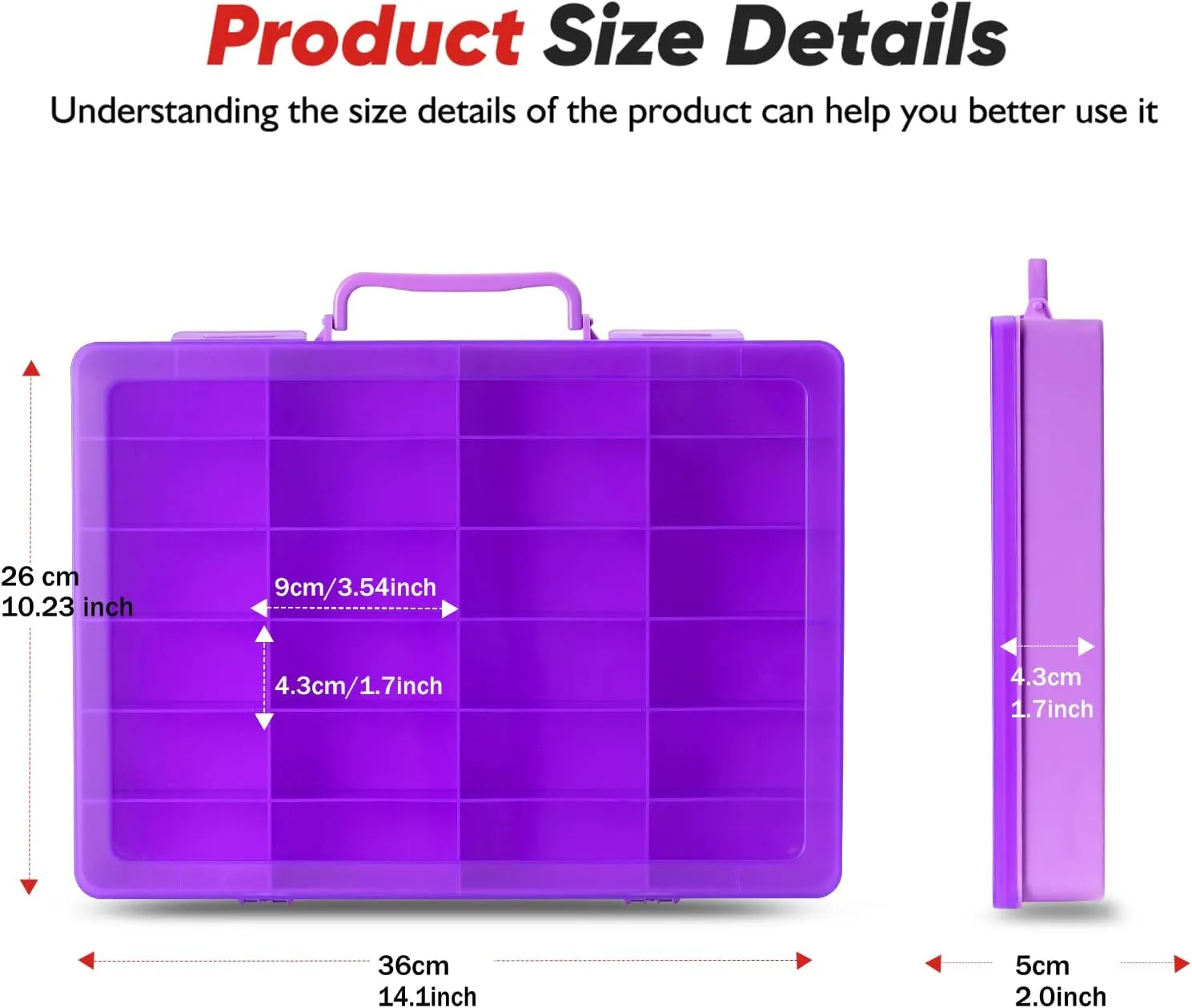 for Mini Toys, for Small Dolls. Carrying Box Container Carrier with 24 Compartments (Box Only) (Purple) Toy Storage Organizer Case for Hot margin Wheels Car, for Matchbox Cars, 