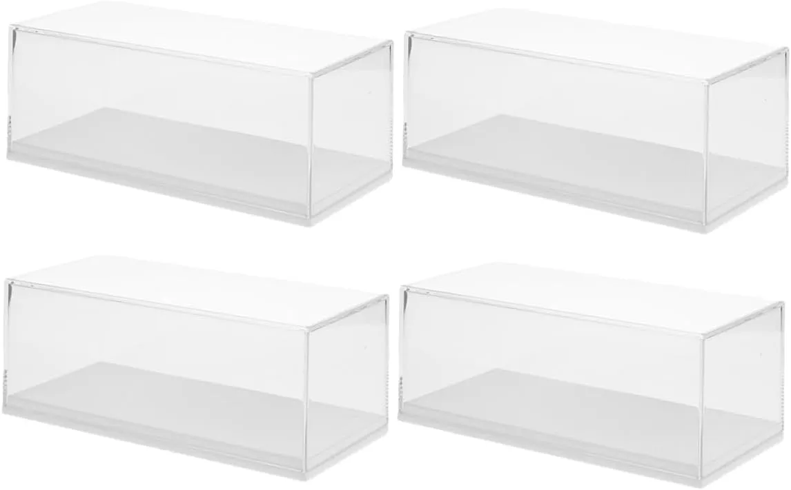 for Miniature Models Space-Saving Design 4pcs Transparent Plastic Model conductance intrinsically Car Display Case Showcase for Scale Automobile Collectibles Scratch Resistant Storage Box 