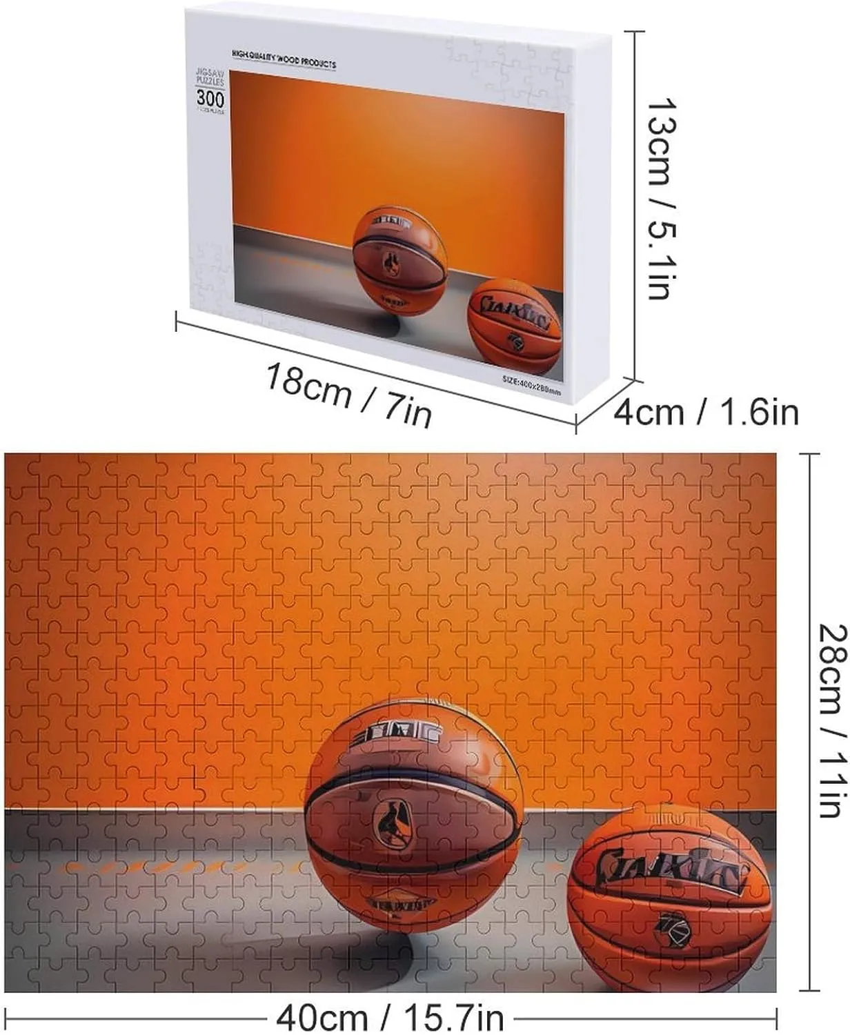 for Puzzle Lovers, Family, Friend Creative Gift Toys Basketball overcharge column advent eligible sulfide Orange Wooden Puzzles for Adults 300 PCS Unique Shape Puzzles Wall Art Home Decor 