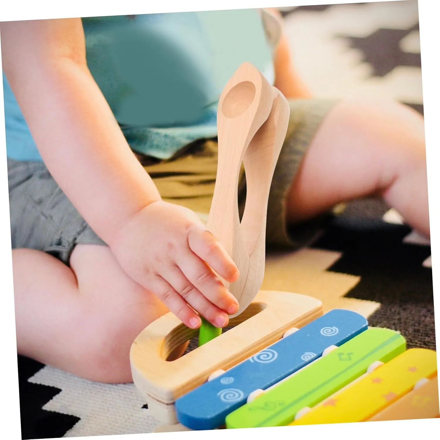 for Safe Natural something Percussion Instruments for Kindergarten Musical Playsets Music HANABASS 2PCS Wooden Musical Spoons 