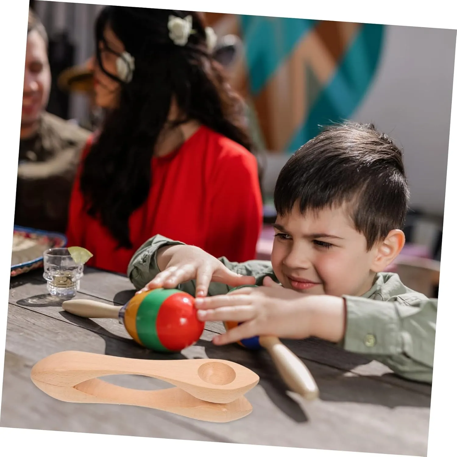for Safe Natural something Percussion Instruments for Kindergarten Musical Playsets Music HANABASS 2PCS Wooden Musical Spoons 