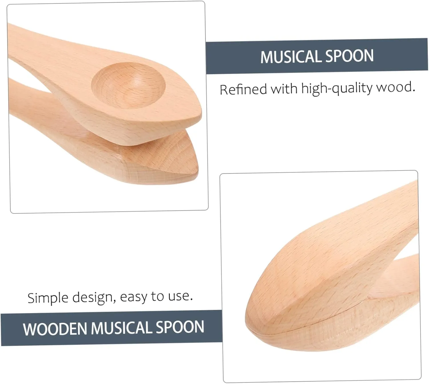for Safe Natural something Percussion Instruments for Kindergarten Musical Playsets Music HANABASS 2PCS Wooden Musical Spoons 