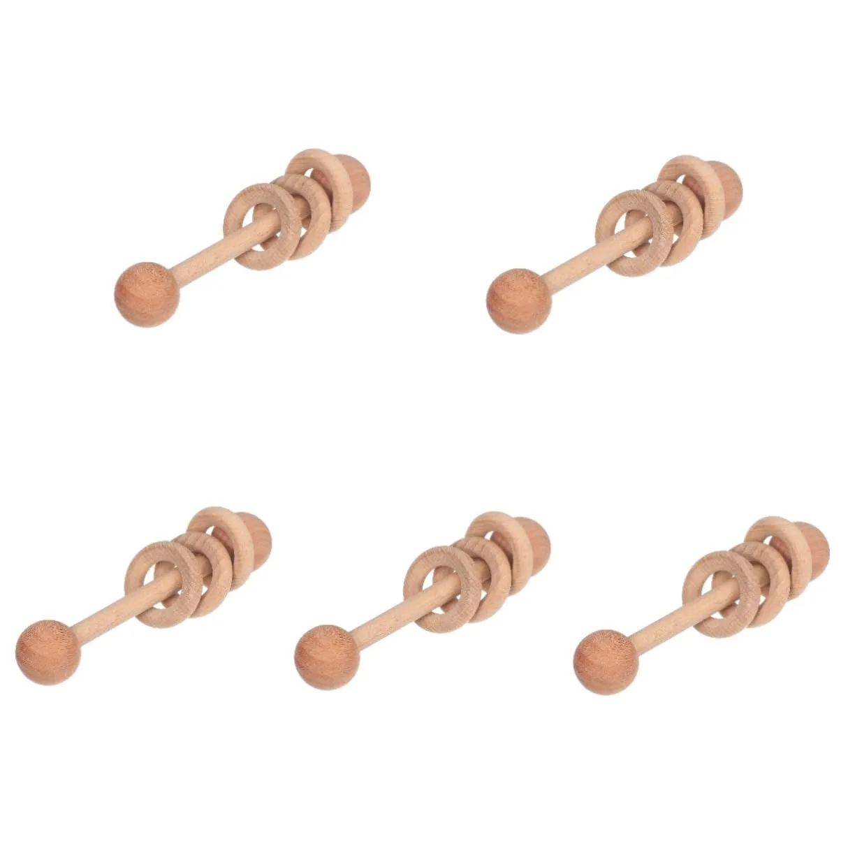 for Sensory gymnasium keplerian Development Safe and Lightweight Soothing Toy for Newborns and Toddlers VICASKY 5pcs Wooden Rattle Toy for Grasping and Shaking Musical Instrument 