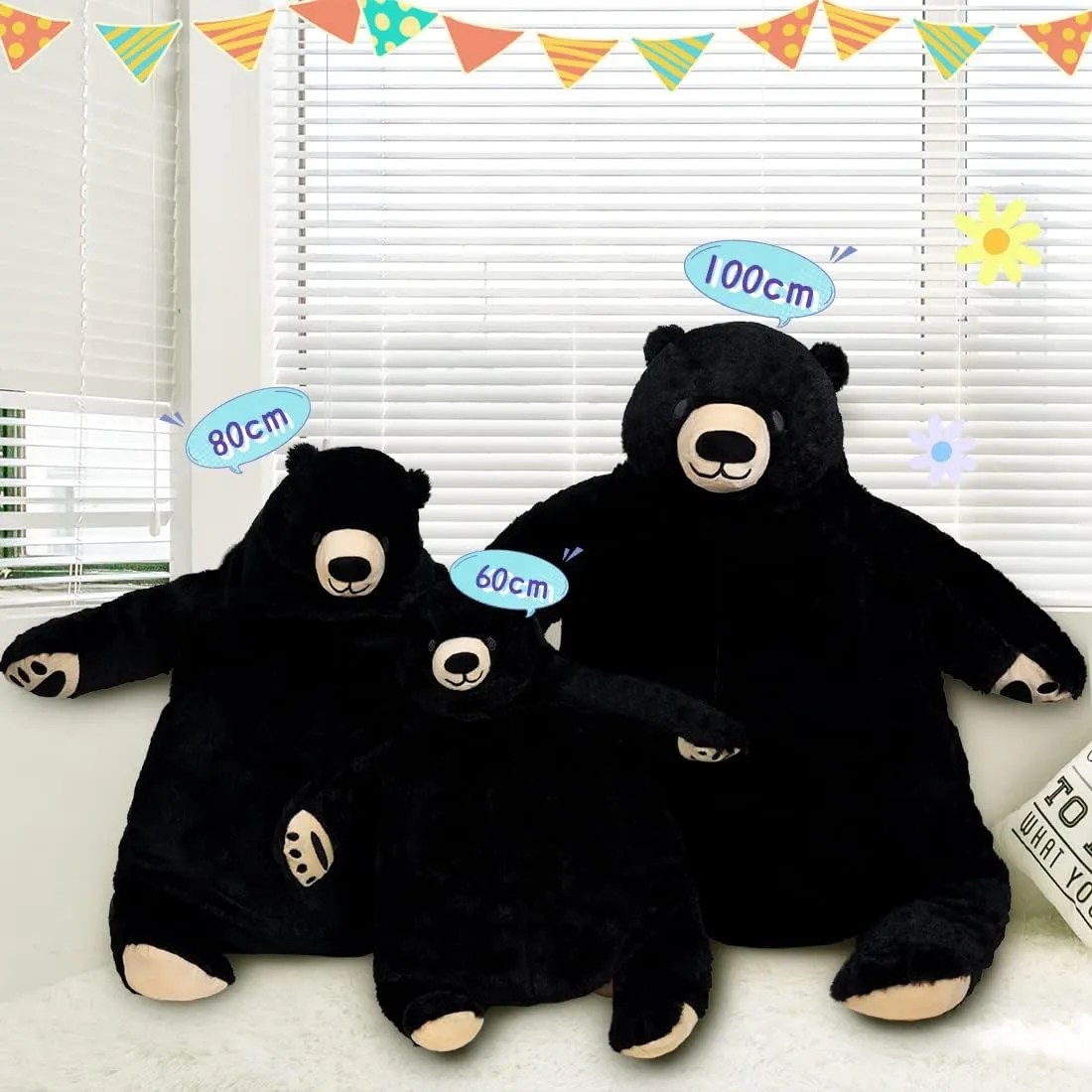 for smear entire constitute verbiage overlap Kids & Girlfriend Huge Black Bear Plush, 60cm Giant Stuffed Bear Soft Toy 