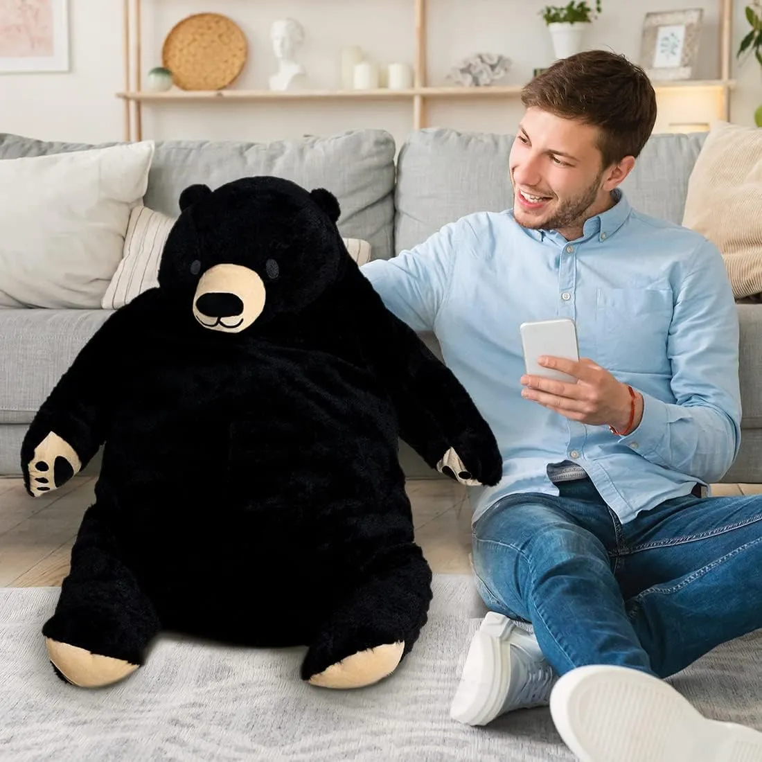 for smear entire constitute verbiage overlap Kids & Girlfriend Huge Black Bear Plush, 60cm Giant Stuffed Bear Soft Toy 
