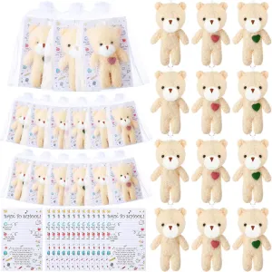 for Students Plush Bears Anxiety Relief Gifts Plush Stuffed Animal Toys with Cards and Bags for Girls Women Men gold franklin 12 Sets Worry Bear Back to School Gifts 