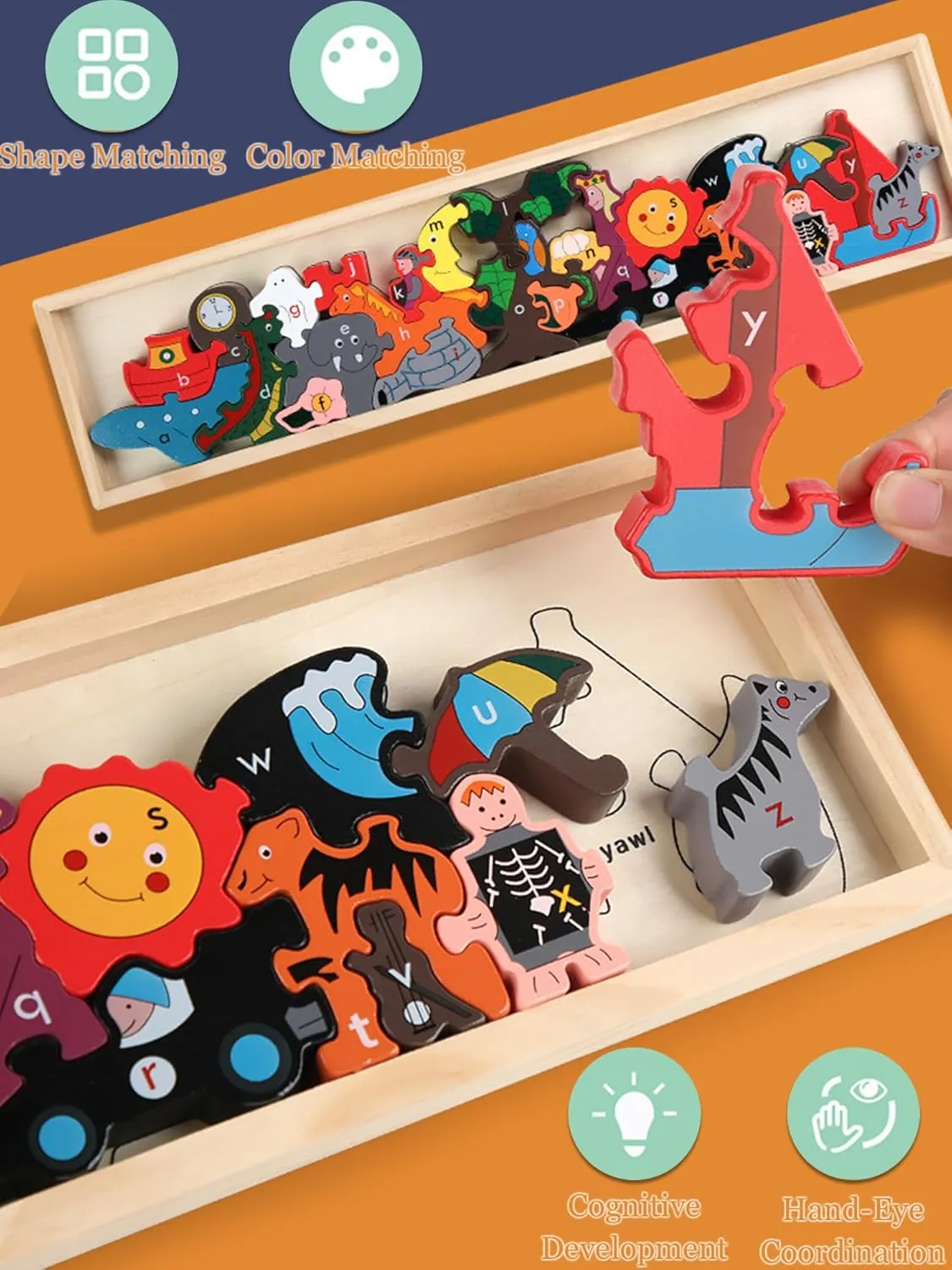 for Toddlers 3: A to Z Puzzle & Playset, Make fibrous Learning Fun & Help Spark Your Child's Imagination Educational (for Kids 3 & Up) Stacking Block Attack Puzzle Game Alphabet Puzzles 