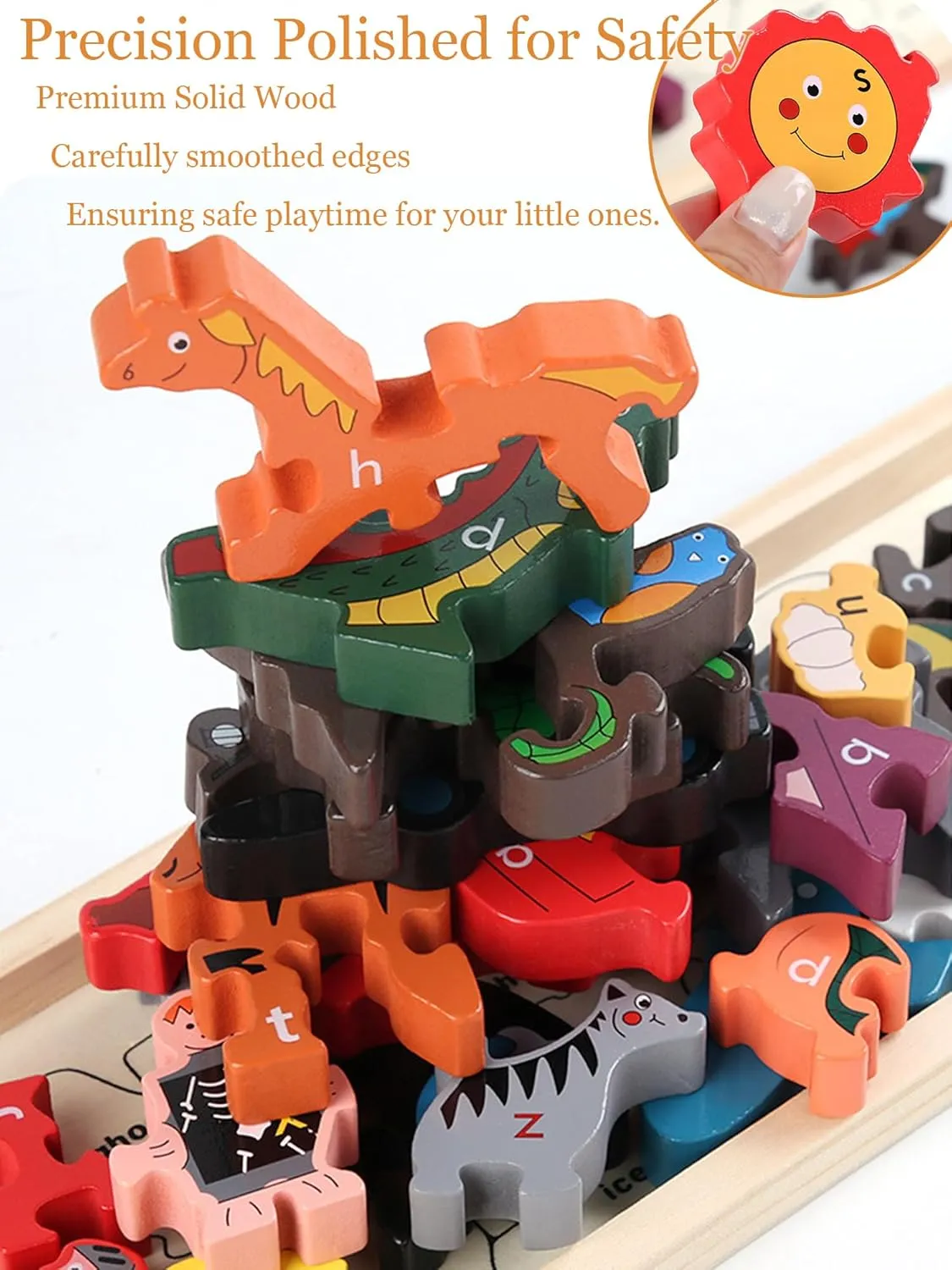 for Toddlers 3: A to Z Puzzle & Playset, Make fibrous Learning Fun & Help Spark Your Child's Imagination Educational (for Kids 3 & Up) Stacking Block Attack Puzzle Game Alphabet Puzzles 