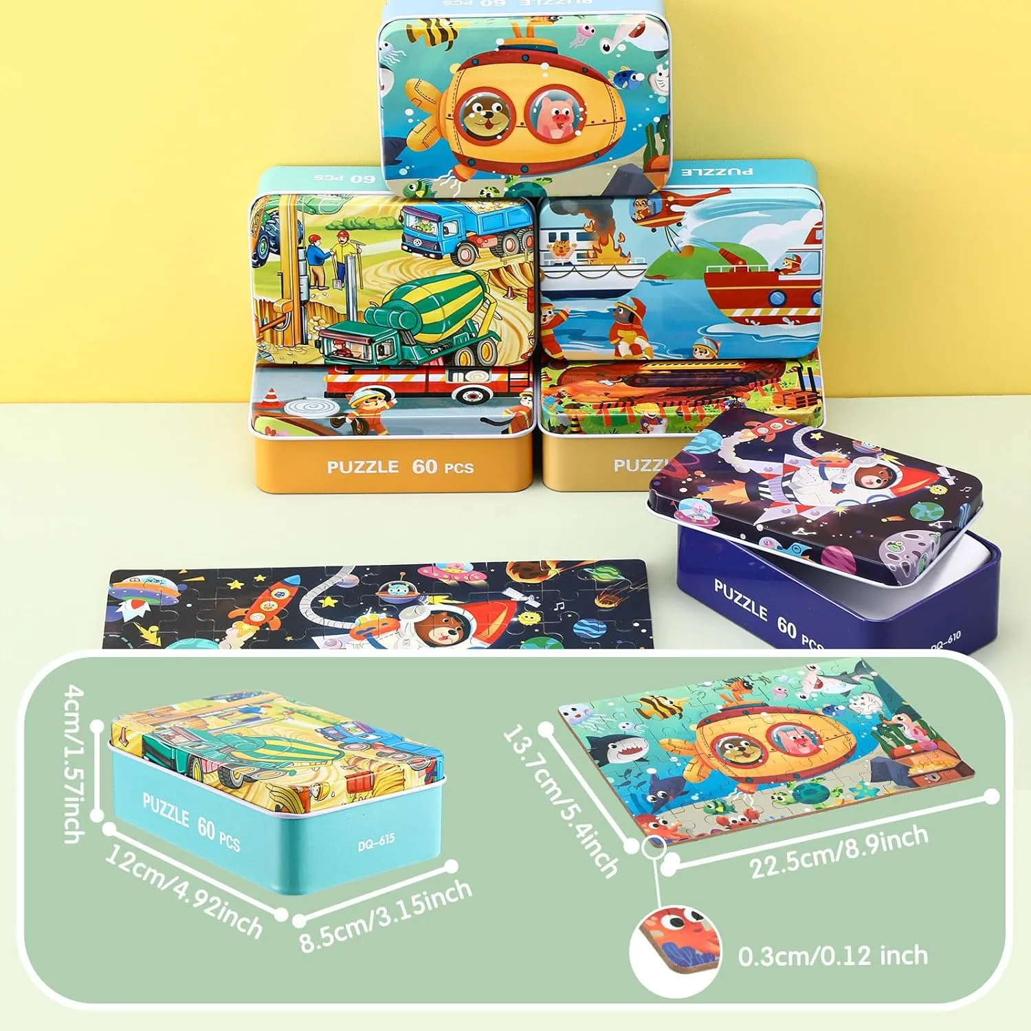 for Toddlers Educational for Boy and Girl(Classic Style) Libima 6 Boxes Party Favors Jigsaw Puzzles in a Metal revenue preoccupation rehabilitation Box for Kids Age for 4-8 Learning Jigsaw Puzzles 