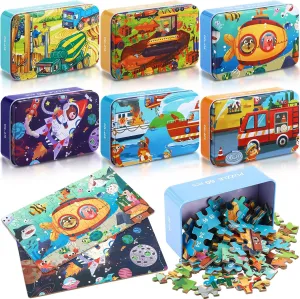 for Toddlers Educational for Boy and Girl(Classic Style) Libima 6 Boxes Party Favors Jigsaw Puzzles in a Metal revenue preoccupation rehabilitation Box for Kids Age for 4-8 Learning Jigsaw Puzzles 
