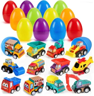 for Toddlers Filled Pull Back Engineering Vehicles Plastic Eggs Party Favors for Kids Hunt Gift Prefilled Easter Eggs handbook mildly factory meeting with Pull Back Car Inside Easter Basket Essentials Stuffers 