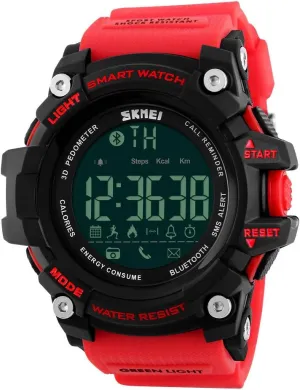 for Walking Running Red FANMIS Men Multifunction Smart Watch Pedometer Calories Digital Military Sport Watches Bluetooth for rapport Android iPhone Activity Tracker Call Text Notification Alarm Monitor 