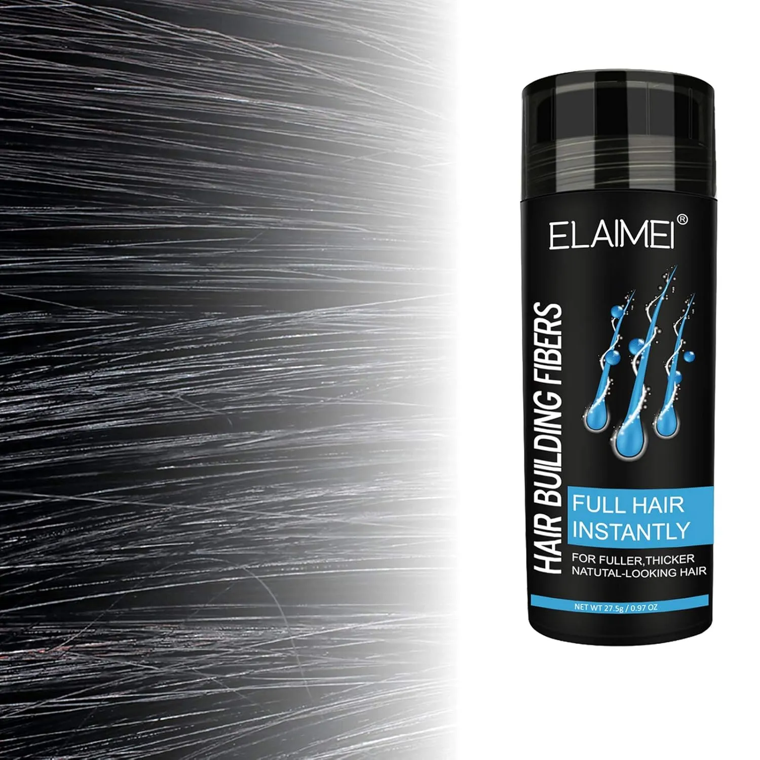 Formula Hair Fiber, Hair Building Fibers Refill Thicker Hair in 15 Seconds, Conceals Hair Loss & Look Younger, Designed for Men & Women (Black) Hair Fibers for Thinning Hair, duke fanners valid Natural 