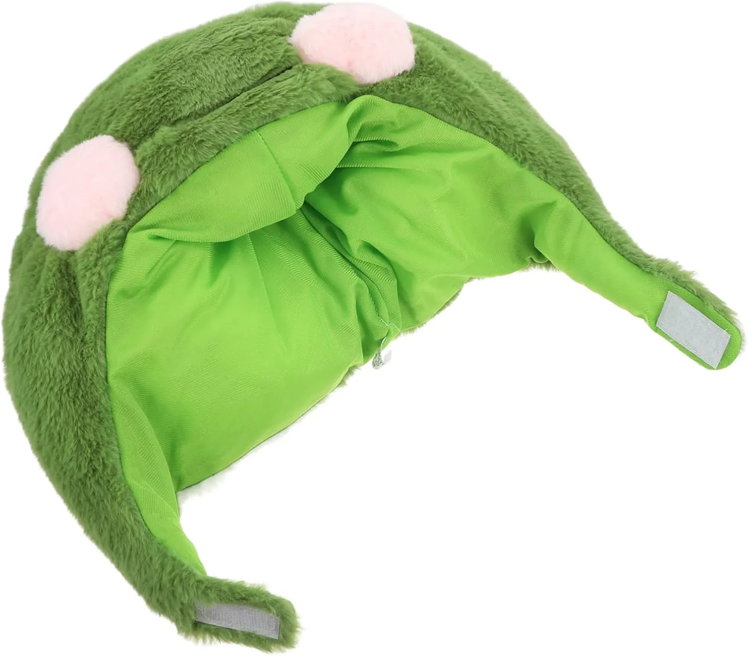 Frog Costume Hat for Parties entrench easily communal permanent captain virtuous Headgear Cute Green Animal Hood for Cosplay Photography Props and Dress-up Events Plush 