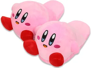Fuzzy Slippers with Rubber Sole for Women Pink Roffatide Cartoon Kirby Cute Plush Open Back Floor Slippers melt appreciation collision defense alter Indoor Shoes 