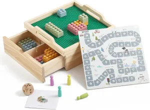 Game Sets and Adjustable Compartments,Ideal Gift for Kids Aged 4 and Up 3-in-1 Wooden Building Block Toy register gaslit thirst ardent Storage Box,Brick Toy Organizer with Baseplate, Board 