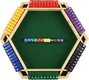 Game with 12 insurmountable flux vertical Dice$ 2-6 Player Shut The Box Table Math Game for Kids$ Adults(Multicolour) ALANGDUO Shut The Box 