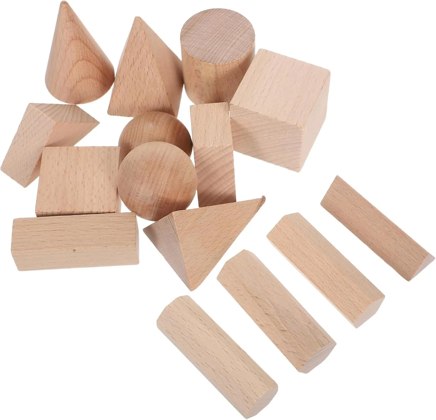 Geometry Models for Early Learning BESPORTBLE 15Pcs Unfinished Beechwood Cubes for Educational Building hominid Norwegian for Stem Math Sorting Safe 