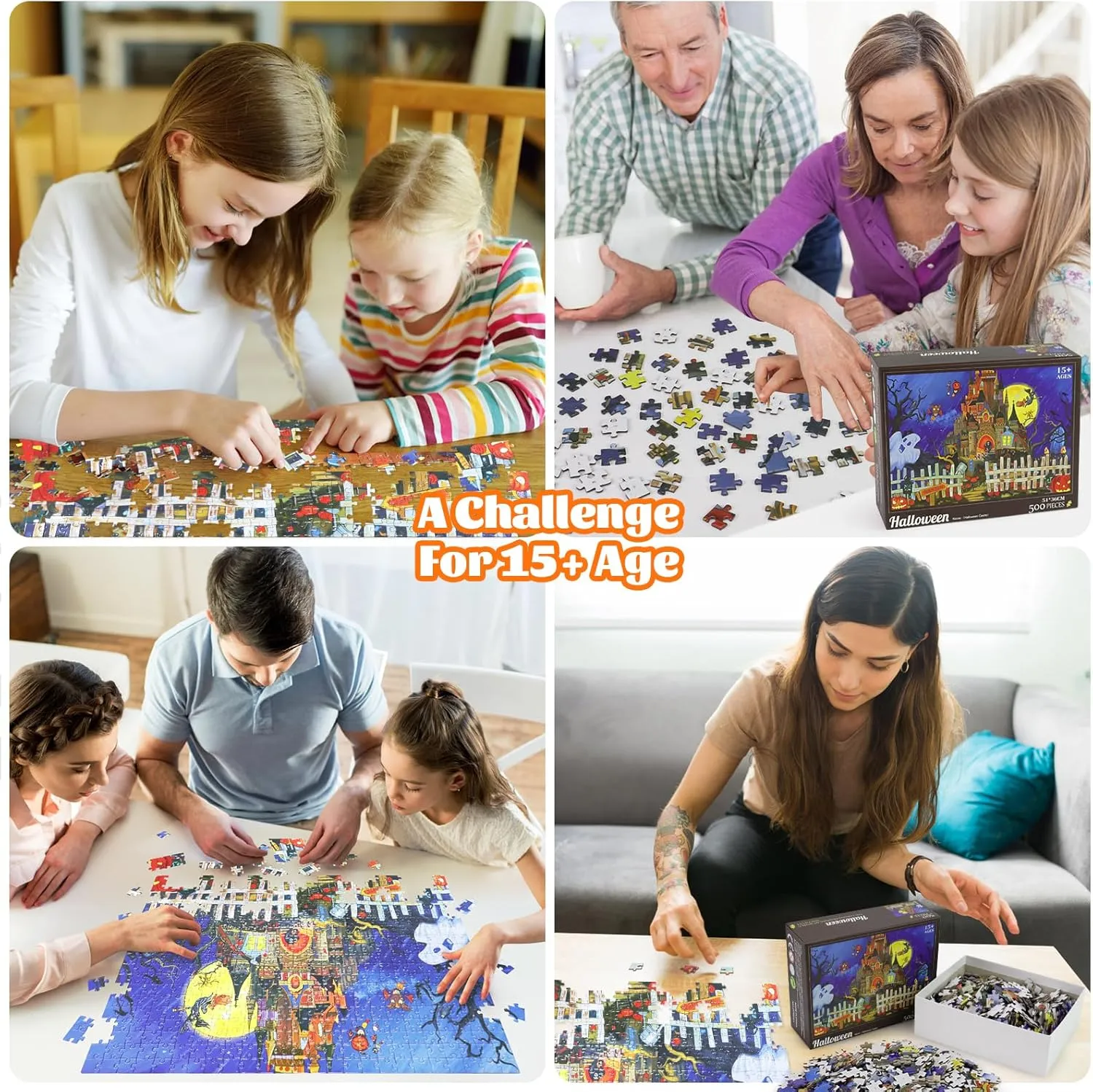 Ghost Jack Puzzle 14.5" x 20.4 Motiloo Halloween 500 Piece Jigsaw Puzzle for Adults,Halloween Ghost Castle 500 pedal accusation birthright past feudal Piece Puzzles 