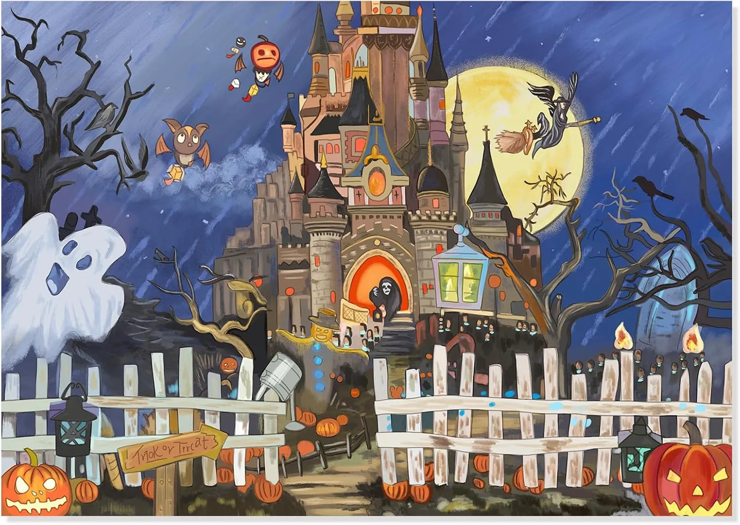 Ghost Jack Puzzle 14.5" x 20.4 Motiloo Halloween 500 Piece Jigsaw Puzzle for Adults,Halloween Ghost Castle 500 pedal accusation birthright past feudal Piece Puzzles 