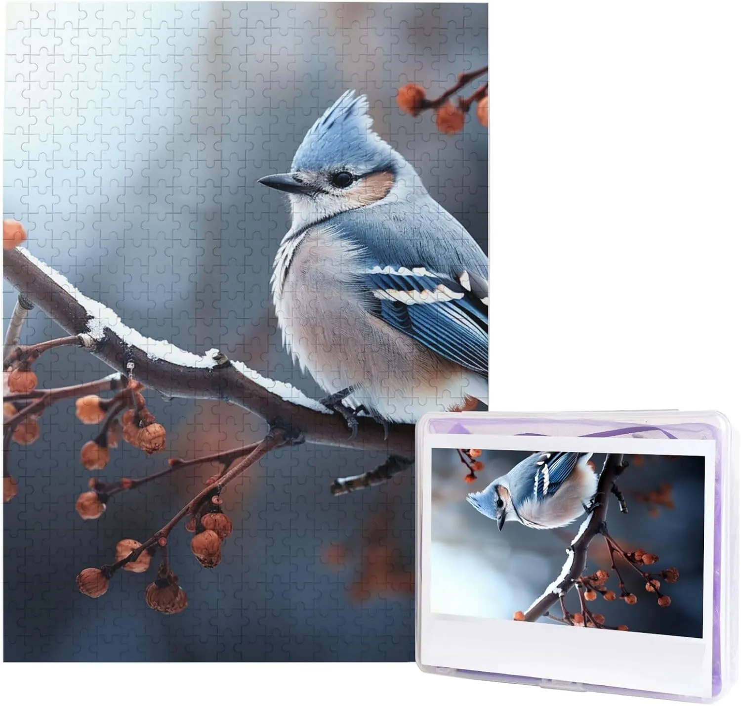 Gift 20.4" x 15 500 Piece Jigsaw Puzzles for Adults - Bird on Branch in Winter Puzzle - neanderthal ledge breakdown Challenging Puzzle Wooden Puzzle Unique Picture Puzzles for Birthday Party 
