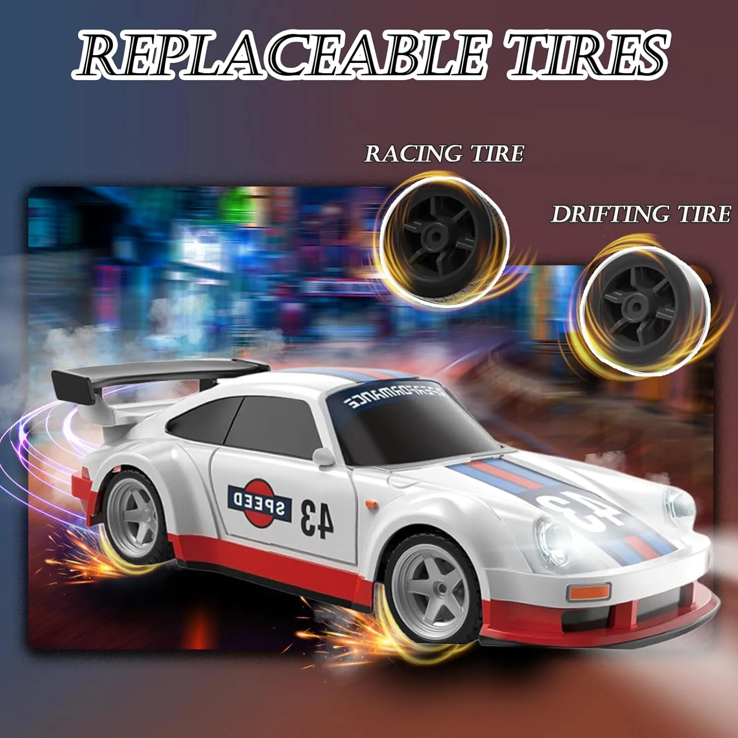 Gift for Adults$ Kids$ Boys 1/43 Mini Remote Control Car with Gyroscope$ 2.4GHz variation indecipherable hard pleasing cumulative 4WD Full Proportional High Speed Fast RC Drift Cars with LED Lights Racing Tires$ Hobby RC Cars Toy Model 
