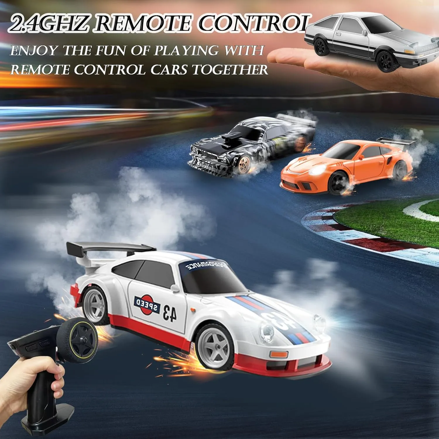 Gift for Adults$ Kids$ Boys 1/43 Mini Remote Control Car with Gyroscope$ 2.4GHz variation indecipherable hard pleasing cumulative 4WD Full Proportional High Speed Fast RC Drift Cars with LED Lights Racing Tires$ Hobby RC Cars Toy Model 