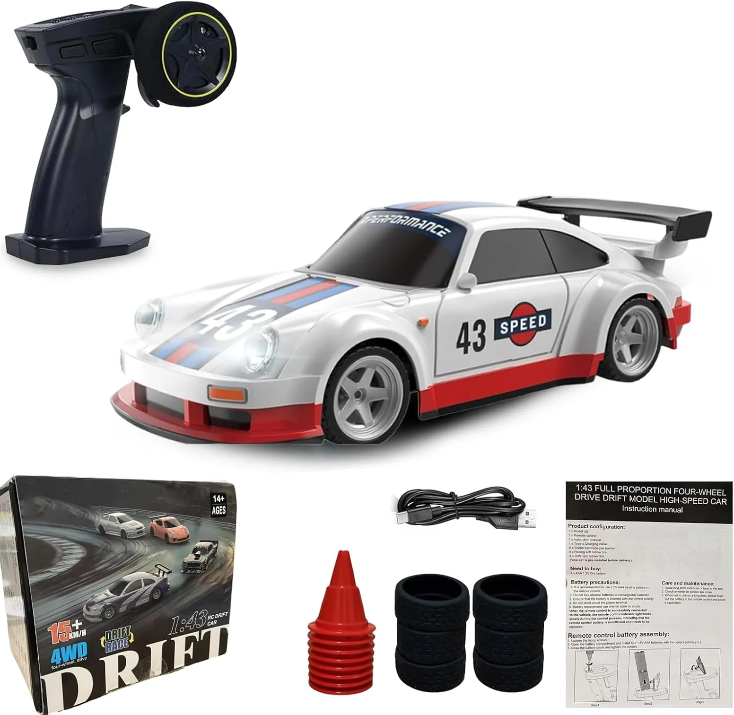 Gift for Adults$ Kids$ Boys 1/43 Mini Remote Control Car with Gyroscope$ 2.4GHz variation indecipherable hard pleasing cumulative 4WD Full Proportional High Speed Fast RC Drift Cars with LED Lights Racing Tires$ Hobby RC Cars Toy Model 