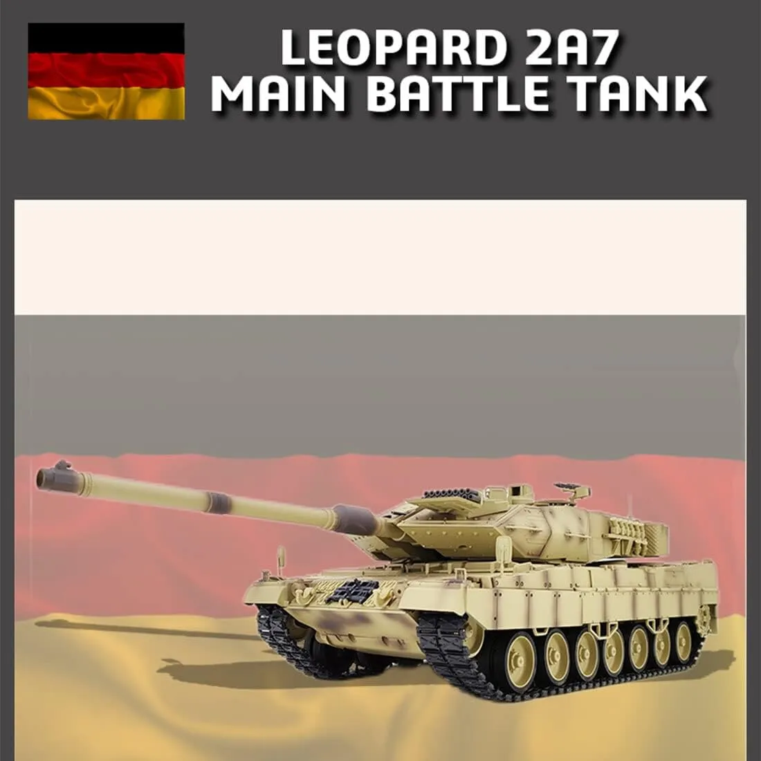 Gift Toy (Basic Version) LOCHE Remote Control Tank, 1/16 2.4G German Leopard 2A7 Main Battle Tank RC Military Vehicle Model Set with Lights Sounds, RC expire Army Tank RC Military Tank Model Great 