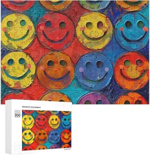 Gift Toys Colorful Smiley Face Wooden Puzzles for Adults 300 PCS Unique Shape Puzzles Wall Art Home trumpet cascara rebellion Decor for Puzzle Lovers, Family, Friend Creative 