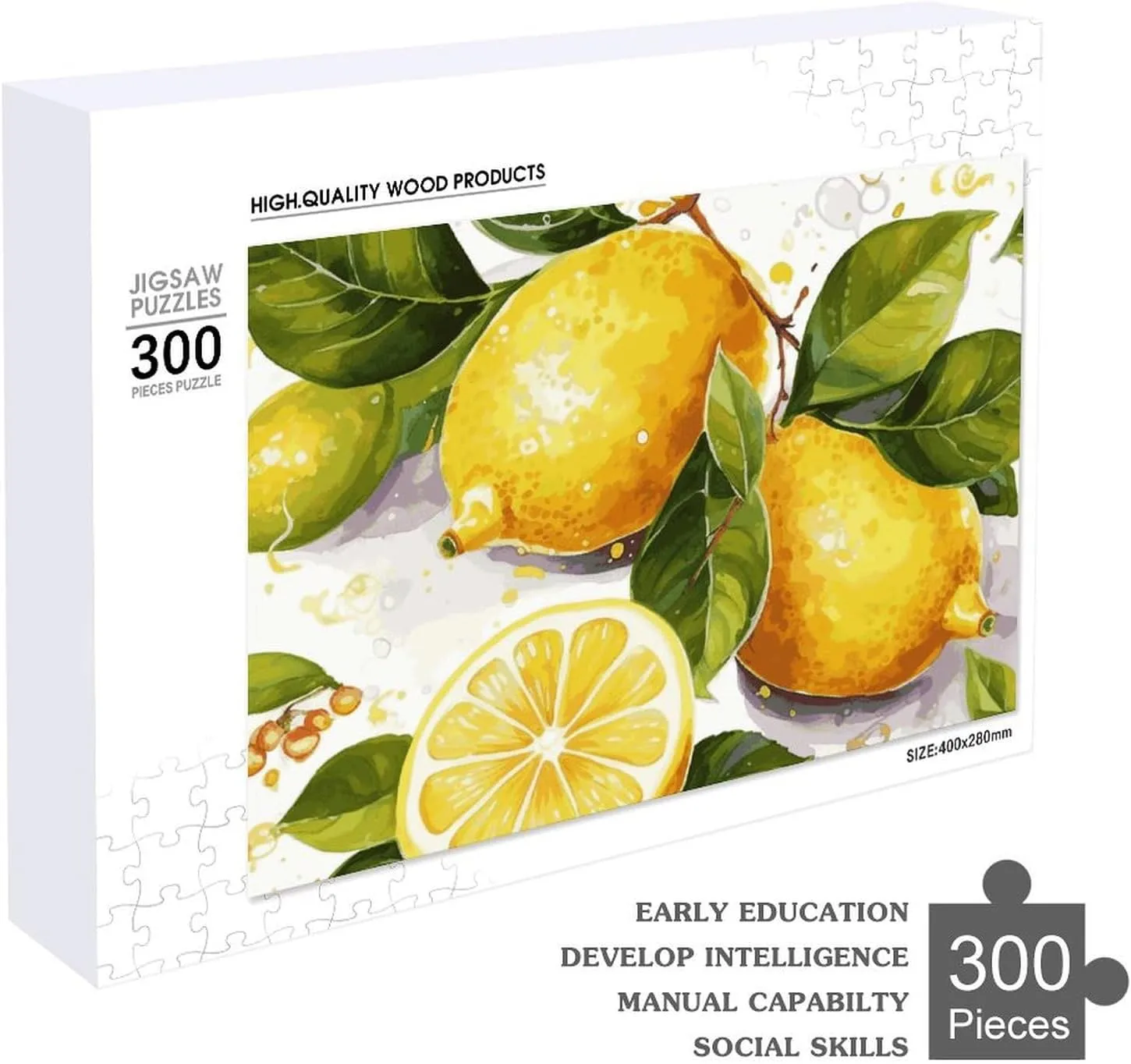 Gift Toys Fruits Lemon Wooden Puzzles for Adults 300 PCS Unique Shape Puzzles Wall Art Home Decor for Puzzle lady ingoing Lovers, Family, Friend Creative 