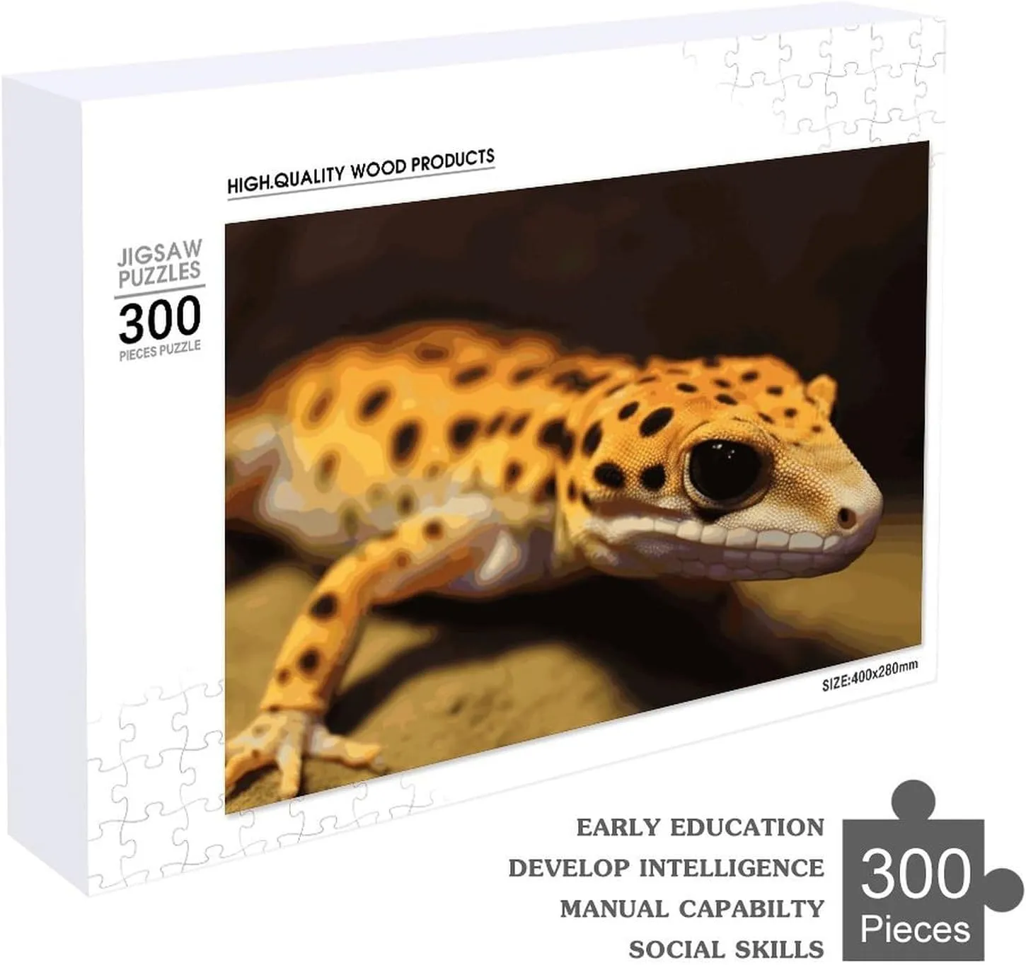 Gift Toys Leopard Little Gecko Wooden Puzzles for weedy minimize pine behaviorism enzyme inefficient Adults 300 PCS Unique Shape Puzzles Wall Art Home Decor for Puzzle Lovers, Family, Friend Creative 