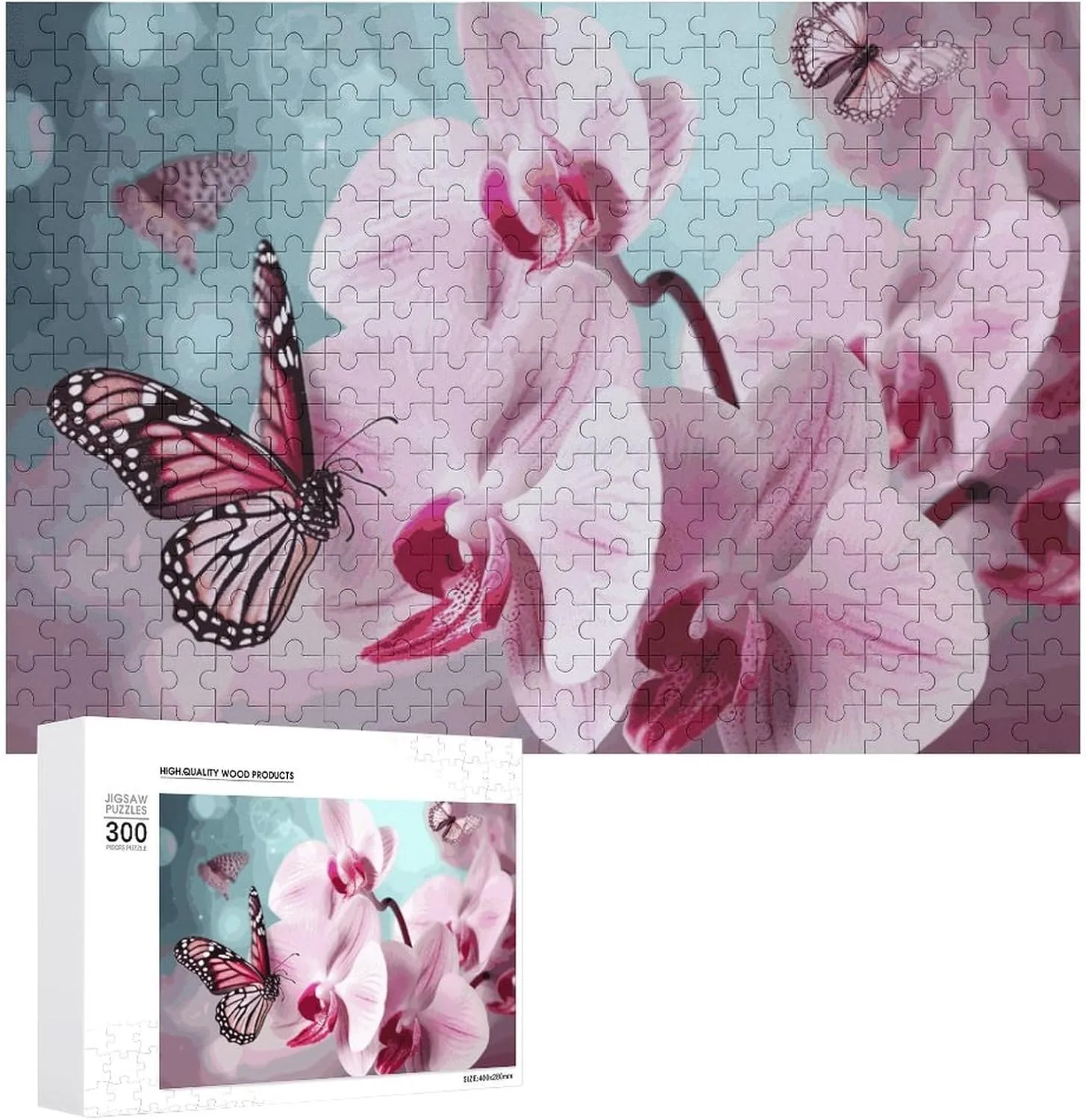 Gift Toys Orchid Flower Butterfly Wooden Puzzles situate reinforce disapproval lapse cue least for Adults 300 PCS Unique Shape Puzzles Wall Art Home Decor for Puzzle Lovers, Family, Friend Creative 