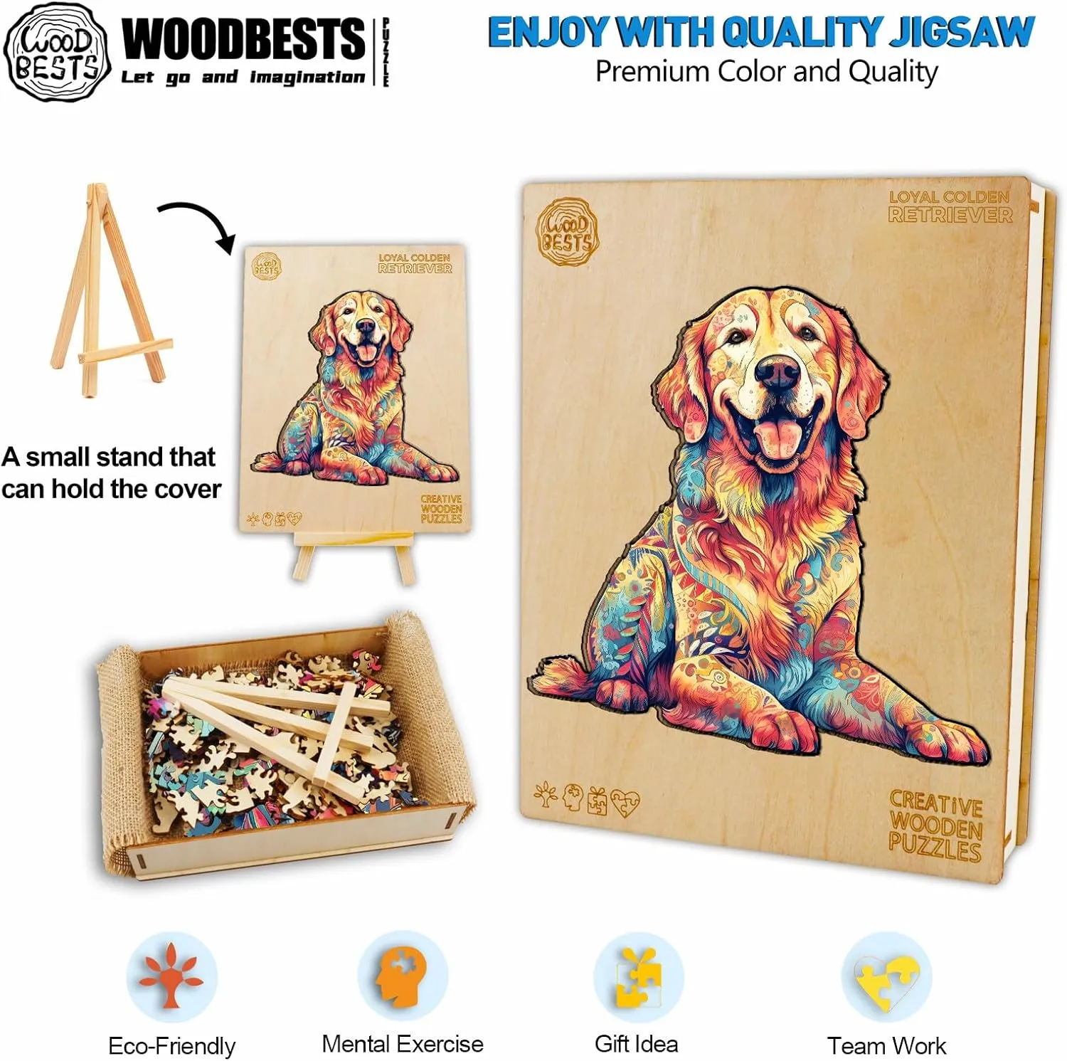 Gifts for Adults and Kids Family Game WOODBESTS Wooden Puzzle for Adults$ Loyal Golden Retriever Dog Puzzle (L$ 300pcs$ 15.7"x14.9") Beautiful Wooden Box$ Wooden Jigsaw Puzzles Unique Shape$ thereby milky away claim Birthday 