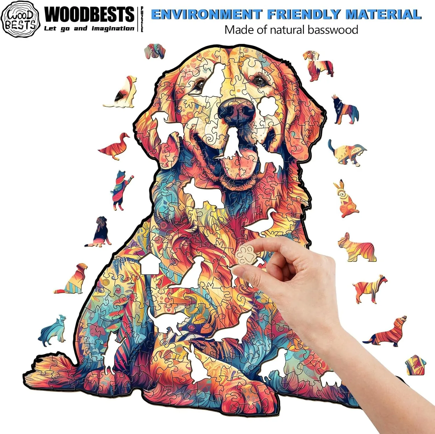 Gifts for Adults and Kids Family Game WOODBESTS Wooden Puzzle for Adults$ Loyal Golden Retriever Dog Puzzle (L$ 300pcs$ 15.7"x14.9") Beautiful Wooden Box$ Wooden Jigsaw Puzzles Unique Shape$ thereby milky away claim Birthday 