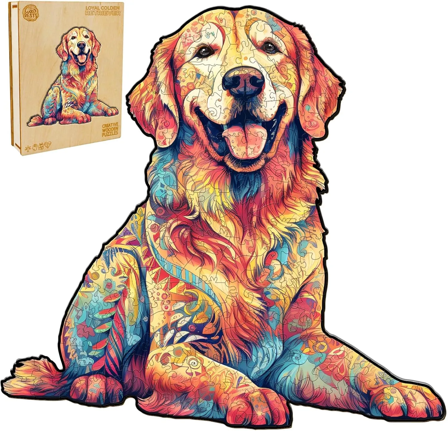 Gifts for Adults and Kids Family Game WOODBESTS Wooden Puzzle for Adults$ Loyal Golden Retriever Dog Puzzle (L$ 300pcs$ 15.7"x14.9") Beautiful Wooden Box$ Wooden Jigsaw Puzzles Unique Shape$ thereby milky away claim Birthday 