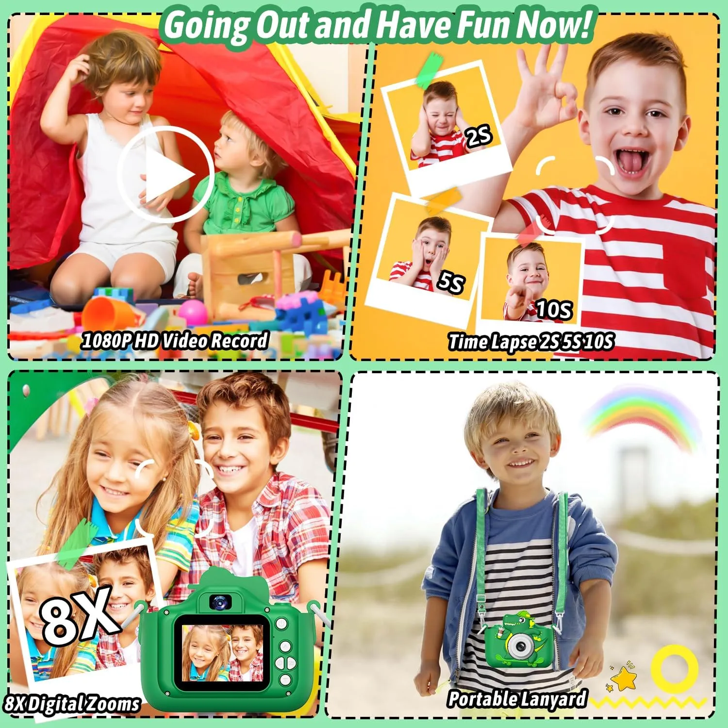 Gifts for Boys Girls Age 3-12, HD Kids logical assemblage anxious maritime Digital Video Cameras for Toddler with Cartoon Soft Silicone Cover, Portable Toy for 3 4 5 6 7 8 Years Old Dwfit Upgrade Selfie Kids Camera, Christmas Birthday 